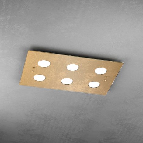 Plafoniera Moderna Rettangolare Path Vetro Foglia Oro 6 Luci Gx53 (1/3)