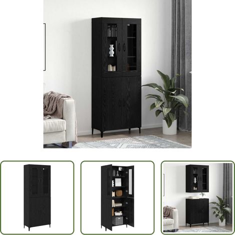 vidaXL Buffet bois - Haut Armoire 2 pcs Chêne noir Bois d'ingénierie (1/5)