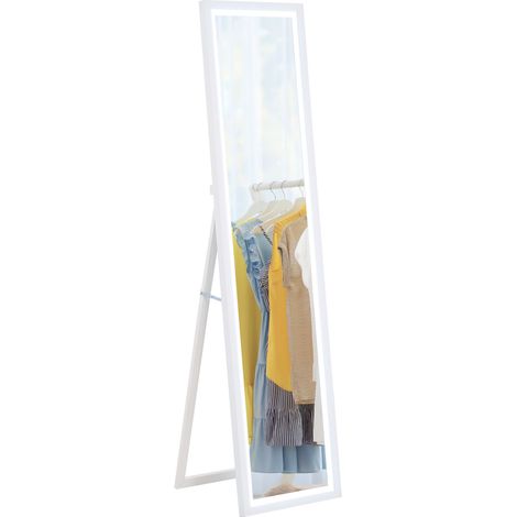 HOMCOM espejo de cuerpo entero con luz LED 160x40 cm espejo de pie o pared con iluminación de 3 colores táctil inteligente función de memoria blanco (1/5)