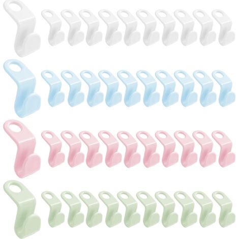 40 Pièces Cintre Gain de Place, Crochet Cintre Plastique, Crochet Gain De Place pour Cintre, en Cascade de Garde Robe, Organisateur pour Penderie Économie D'espace (1/5)