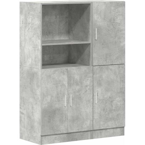Maison Exclusive - 2-tlg. Küchenschrank-Set Betongrau Holzwerksto