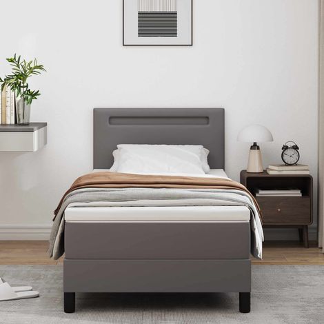 Boxspringbett mit Matratze Grau 90 x 200 cm Kunstleder (1/5)