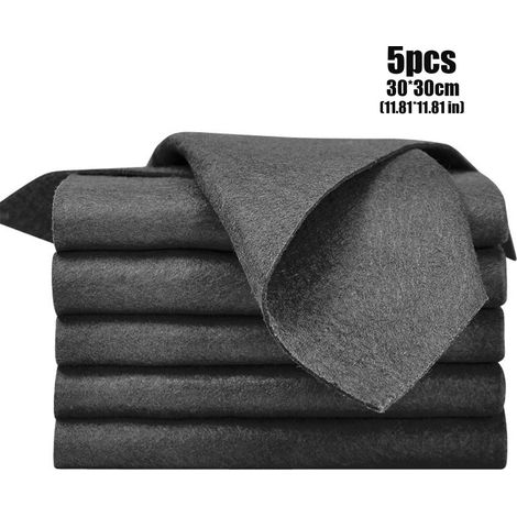 Chiffon Magique Microfibre Multi-usages Ultra-absorbant (5 Pièces) - Noir - 30x30cm/30x40cm/50x50cm - Pour Vitres, Miroirs, Carrosserie Sans Rayures (1/5)