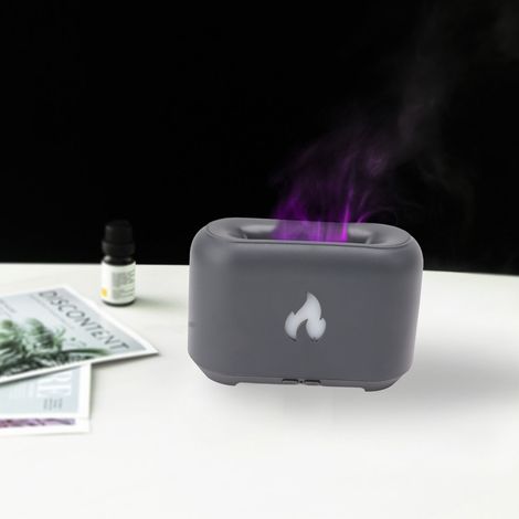 130-ml-Flammen-Aroma-Diffusor, 3D-Holzoptik-Flamme, 5-V-Farblicht-Luftbefeuchter, USB-Aroma-Diffusor (YX-1807 – Dunkelgrau) (1/5)