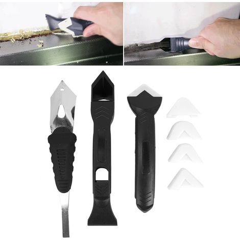 Kit d'outils 3 en 1 pour calfeutrage : pelle, grattoir pour mastic silicone, verre et ciment (1/5)