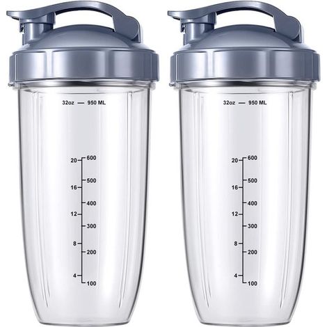 2 piezas，Vasos de repuesto para licuadora Nutribullet，Compatible con licuadoras Nutri Bullet de 600 W/900 W，Vasos de 946 ml (32 oz) con tapa (1/5)