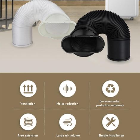 Tuyau d'évacuation flexible pour climatiseurs mobiles, sèche-linge, hotte aspirante, anneau en carton noir (1/5)