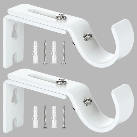 ® Support de Tringle à Rideau Réglable,2 Pcs Supports Murale Réglables,Support pour Tringle à Rideau,Compatible avec les tringles à rideau d'un diamètre maximal de 20mm-25mm(Blanc) (1/5)