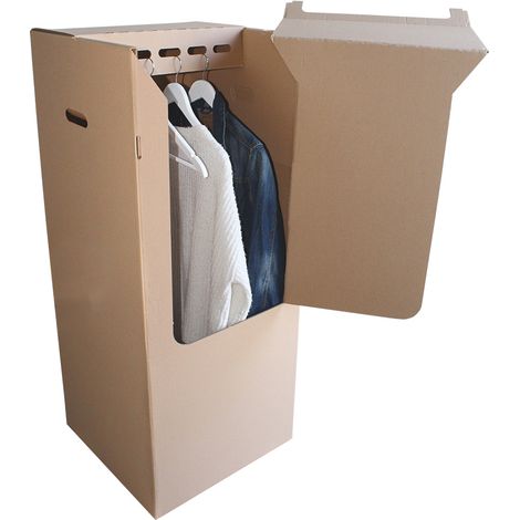 Carton penderie déménagement renforcé 50 x 50 x 120 cm – Protection maximale pour vêtements – Montage rapide avec tringle intégrée – Pack And Move (1/4)