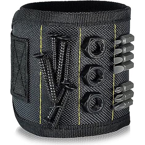 Pulsera magnética: sujeta tornillos, tuercas, pernos y brocas. Imán potente, correa ajustable para hombres y mujeres (1/5)