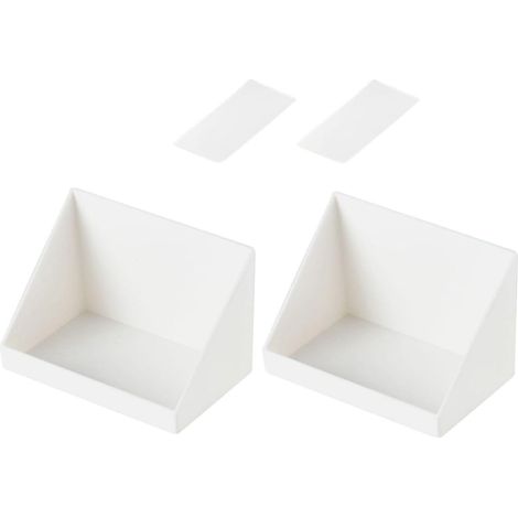 Étagère de rangement murale pour salle bain (2 pièces), fixation sans perçage, matériau PP clair, (1/5)