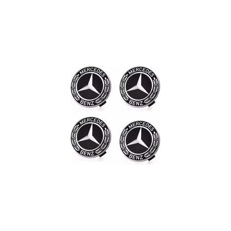 Cache moyeux 75mm pour Mercedes Benz – Lot de 4 – Plastique ABS et aluminium – Remplacement enjoliveurs de roue usés (1/5)