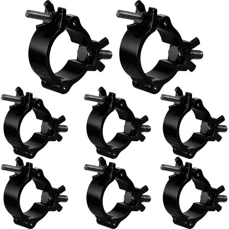 Lot de 8 pinces de traverse - 48-52 mm - Pince d'éclairage de scène - Enregistreur de true - Bornes de traverse - Capacité de charge de 100 kg - Pour éclairage de scène - Noir (1/5)