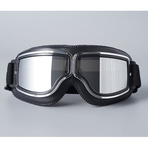 Lunettes de moto - Lunettes de motocross - Lunettes de sport rétro - Lunettes de moto pour homme - Anti-buée - Anti-poussière - Protection UV - Noires (1/5)