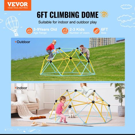Dôme d'Escalade Géométrique pour Enfants 3-9 Ans, Cage d'Escalade 183 cm, Supporte 272 kg, avec Poignée d'Escalade, Assemblage Faci…