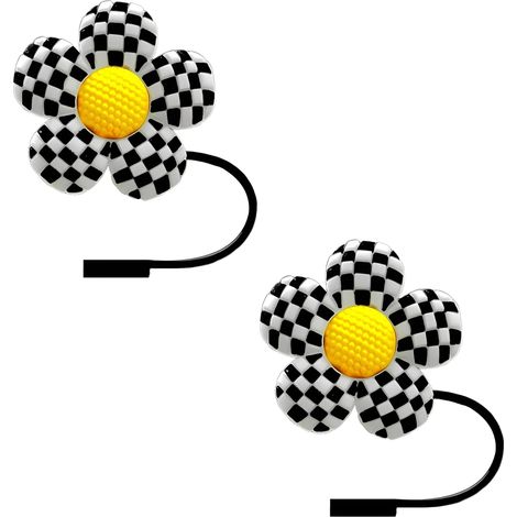 Couvre-pailles en silicone à motif marguerite de 10 mm pour gobelets Stanley : accessoires mignons et réutilisables (lot de 2), décoratifs et personnalisés. (1/5)