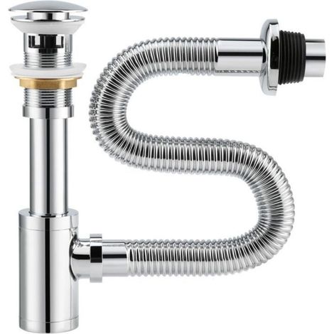 ZVD - Escurridor de lavabo de cobre cromado, de pared, resistente a olores, apto para hoteles familiares, desagüe de pared con orificio, 40 cm (1/4)