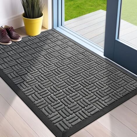 Paillasson d'entrée, robuste et durable, pour l'extérieur et l'intérieur, pour l'entrée, le patio ou le porche, 76,2 x 43,2 cm, gris (1/5)