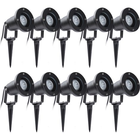 Wolketon Lot de 10 Projecteur de jardin Spot Led Extérieur Avec Piquet, 6W Éclairage Extérieur IP65 Blanc Chaud