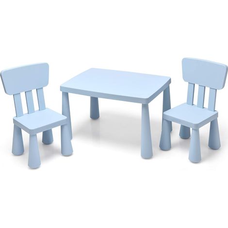 COSTWAY Ensemble Table et Chaises pour Enfants de 1 à 7 Ans, 1 Table de Jeux et 2 Chaises Idéal pour Manger, Dessiner, Écrire, Lot de Meubles pour Salle de Classe et Salle de Jeux (1/5)