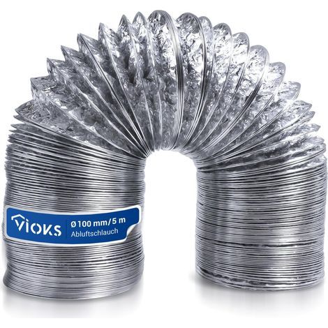 Flexible Hose, Diameter 100 mm, Length 5 m, Aluminium, For Cooker Hood and Air Conditioner (1/5)