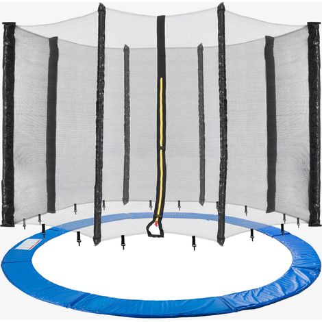 Arebos – Filet de protection pour trampoline 305 cm – Rembourrage 20 mm – Résistant aux UV – Entrée verrouillable avec fermeture éclair – 8 tiges