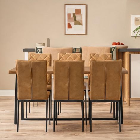 Chaises de salle à manger en simili cuir marron lot de 4 (1/5)