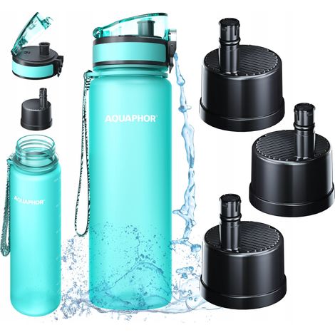 Botella con filtro de 0,5 L Aquaphor City Mint para el colegio + 3 recambios (1/5)