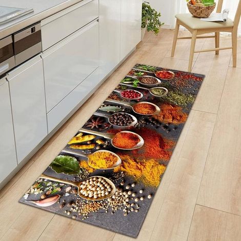 Tapis Cuisine 60x180cm, Vaisselle/Épices, Lavable/Antidérapant, Évier, Bain/Sol, Confort (1/5)