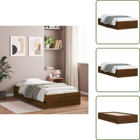 Cadre de lit avec tiroirs sans matelas chêne marron 90x200 cm - Cadre De Lit - Lit Double - Tiroir Intégré - Meuble Chambre - Design Moderne (1/5)