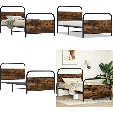 vidaXL Cadre de lit sans matelas 100x190 cm chêne fumé bois ingénierie