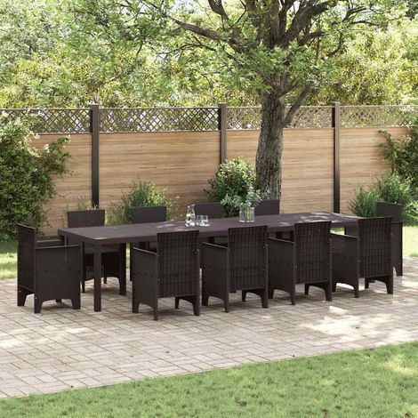 Garden Table Brown 350 x 100 x 73 cm Poly Rattan vidaXL