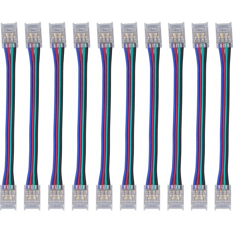 Kit de 10 connecteurs pour ruban LED 4 broches 10 mm, connexion rapide, forte compatibilité, accessoires pour ruban LED