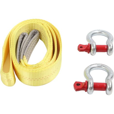 Ortviai Sangle de Remorquage 6 T - 4 m Jaune en Polyester Renforcé avec Mousquetons D pour Voitures et SUV (1/5)