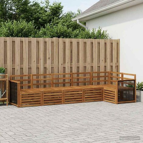 vidaXL Ecksofa Set 5 pcs Natur Massivholz Akazie (1/5)