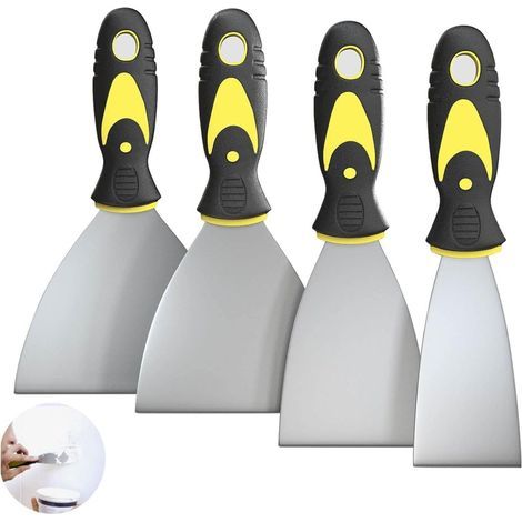 4 Pièces Spatule Enduit en Acier Inoxydable Couteau à Enduire 5, 7.6, 10.2, 12.7cm Spatule pour Masticage, Enlever Papier Peint, Bricolage (1/5)