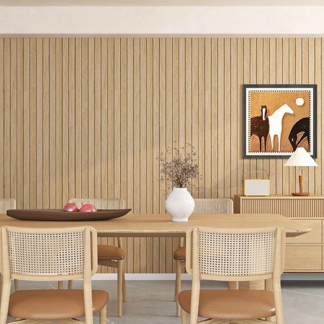 Panneau Mural Decoratif Bois Chene Panneau Tasseau Bois Mural Marron Fond Noir Panneaux Muraux 3D Autocollant Relief Chambre Mur TV Revetement Murals Adhesif Salon Bureau Moderne 30CMx2M (1/5)