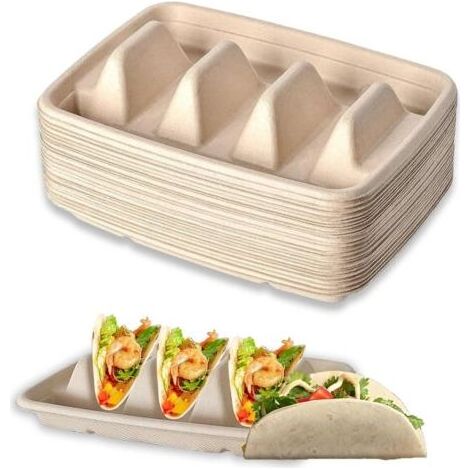 Einweg-Tacohalter für 25 Personen, Taco-Dienstag-Ständer, Taco-Tabletts, Hot-Dog-Halter, Taco-Ständer für Partys, Sandwiches, Würstchen (1/5)