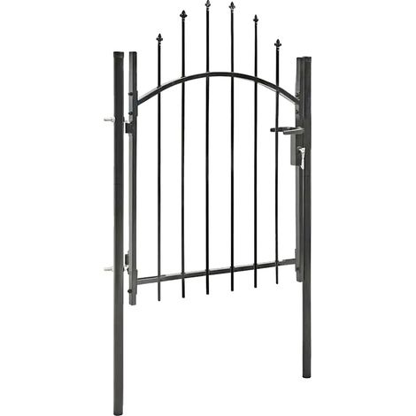 Puerta de jardín, construcción metálica resistente, fácil montaje, color negro. (1/2)