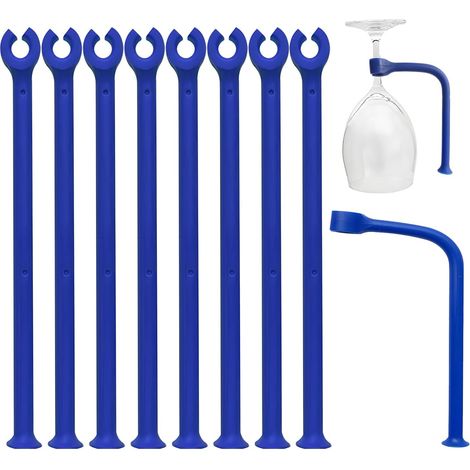 Verre Support pour Lave-Vaisselle – Silicone Verre à vin Support au Lave-Vaisselle – Nettoyer sans Danger Verres sans Polissage (Bleu/8 pièces) (1/5)