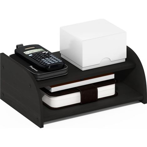 Rangement Et Accessoires De Bureau, Support pour Écran À 2 Niveaux avec Étagère De Rangement pour Accessoires, Couleur Expresso (1/5)
