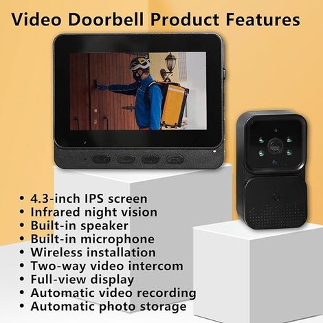 1080p-Kamera mit drahtlosem Videolautsprecher, Zwei-Wege-Audio, Nachtsicht, Bluetooth-Konnektivität, keine WLAN-Verbindung erforderlich.