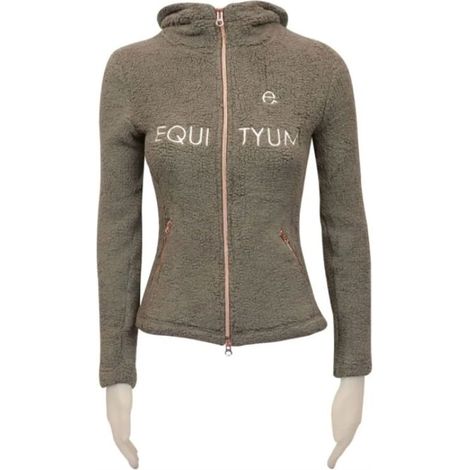 XS, Blu: Felpa equitazione donna modello Teddy Clarise in pile con zip e cappuccio