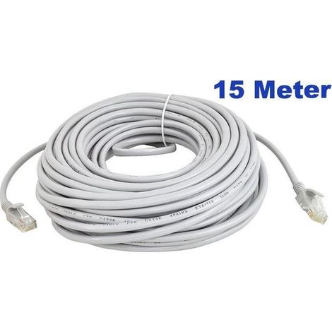 Câble réseau Cat5e gris de 15 m - Câble Internet, réseau Ethernet LAN, connexion filaire