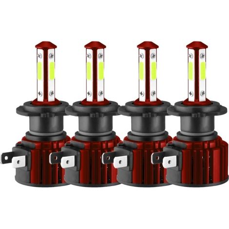 Set di 4 lampadine per fari a LED H7 + H7 a 4 lati, abbaglianti/anabbaglianti blu, 8000K, 30000 lm (1/4)