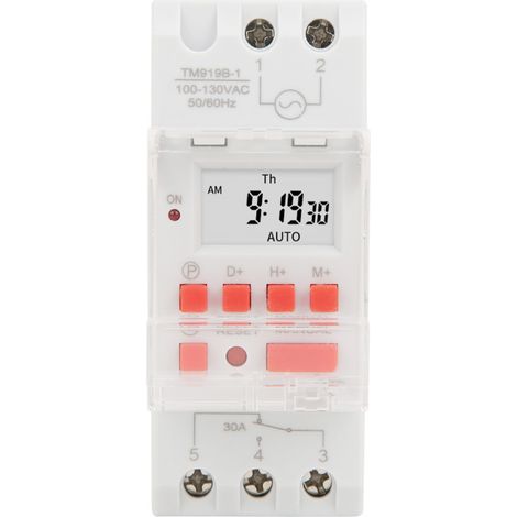 Temporizador semanal TM919B-1, 100–130 V CA, 30 A, con pantalla LCD y relé programable. (1/5)