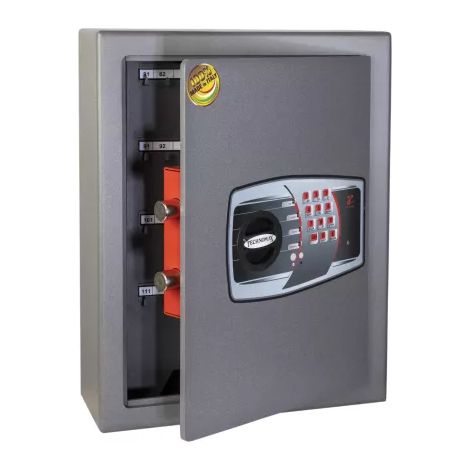 TECHNOMAX - Coffre fort à fixer pour rangement de 120 clés, ouverture à combinaison électronique digitale, 2 pênes, 20 L, 47x36x14 cm (1/5)