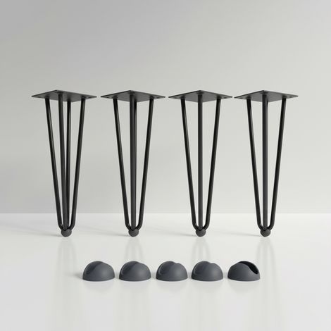 Mucola – Pieds de table en métal noir 30 cm – Jeu de 4 épingles à cheveux – Design filigrane – Stabilité accrue pour tables grandes