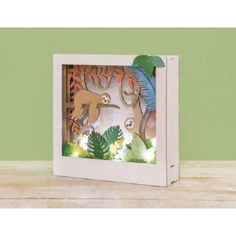 Cadre décoratif en bois à motif 3D - 24 x 24 x 6,5 cm - Paresseux (1/3)