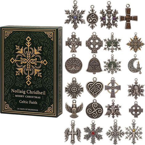 Keltischer Adventskalender – Weihnachtsschmuck in 2D  Keltische Adventskalender-Dekoration für Erwachsene und Sammler – für Baum, Fenster, Wand und Tür (1/5)
